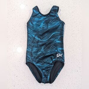 CUTE GK Elite Gymnastics Dance Leotard Child Small METALLIC Mystique Blue TIGER